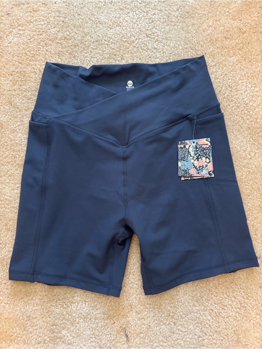 Senita Athletics Light Navy Crossover Shorts with Side Pocket